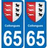 65 Collongues sticker plate registration city