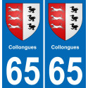 65 Collongues sticker plate registration city