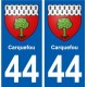 44 Carquefou autocollant plaque stickers ville