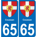 65 Coussan sticker plate registration city