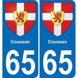 65 Coussan placa etiqueta de registro de la ciudad