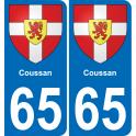 65 Coussan autocollant sticker plaque immatriculation auto ville