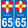 65 Coussan placa etiqueta de registro de la ciudad