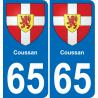 65 Coussan autocollant sticker plaque immatriculation auto ville