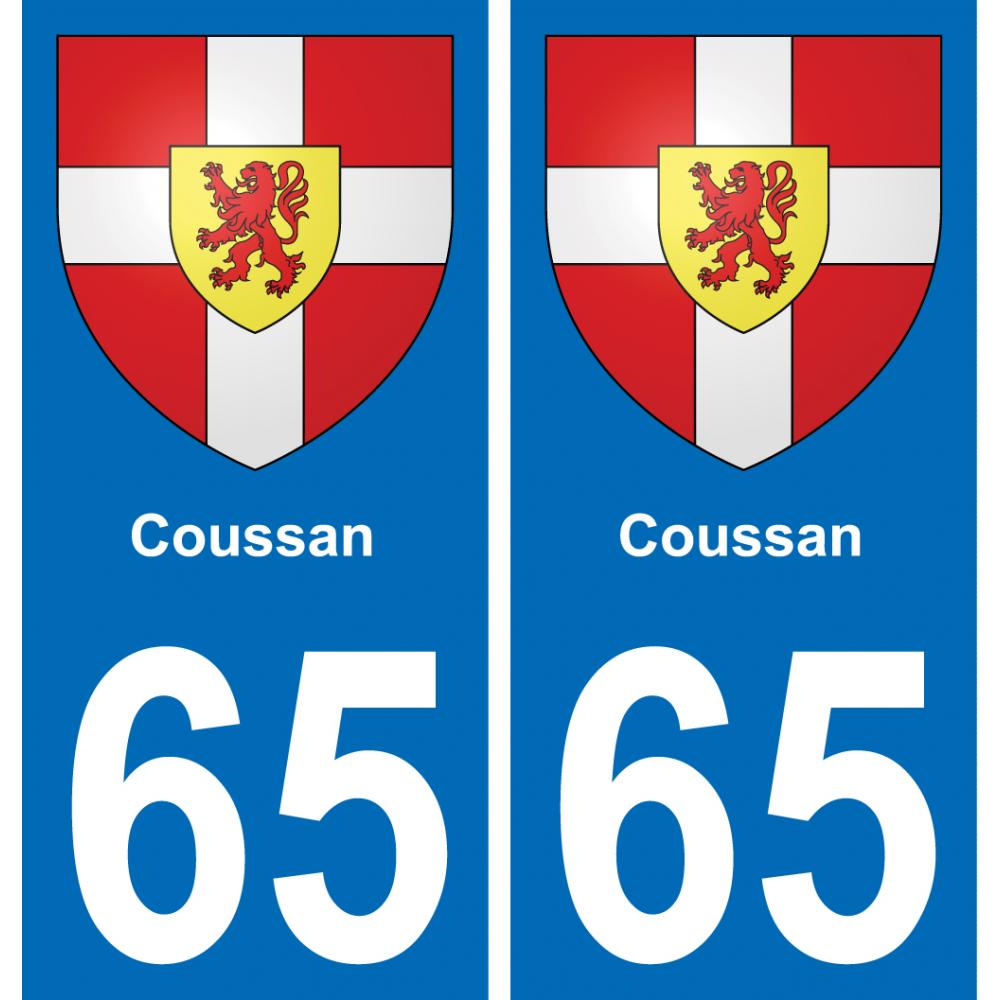 65 Coussan autocollant sticker plaque immatriculation auto ville