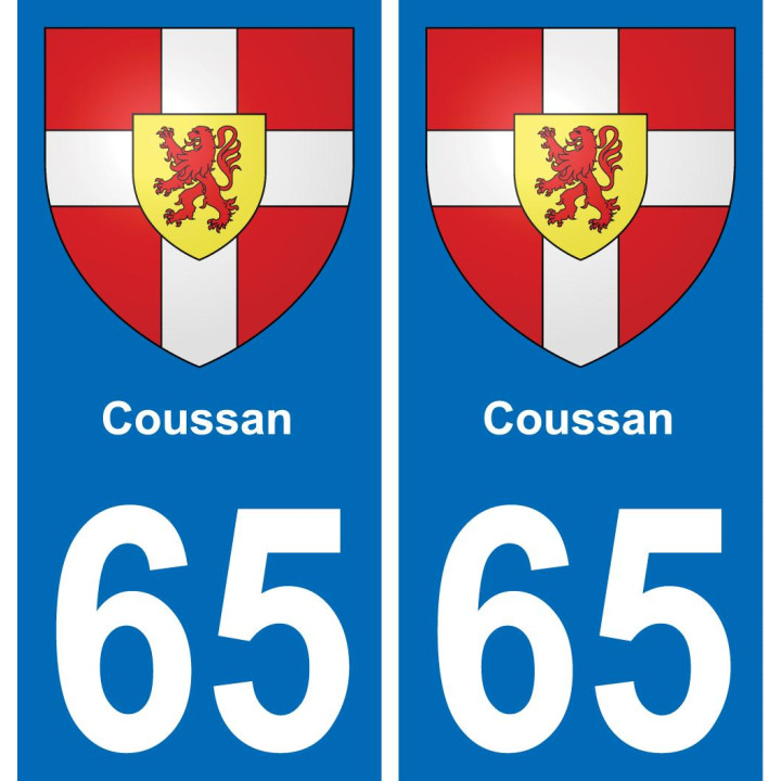 65 Coussan placa etiqueta de registro de la ciudad
