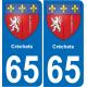 65 Créchets autocollant sticker plaque immatriculation auto ville
