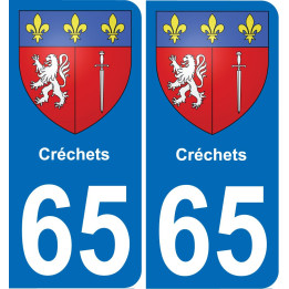 65 Créchets autocollant sticker plaque immatriculation auto ville