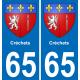 65 Créchets autocollant sticker plaque immatriculation auto ville