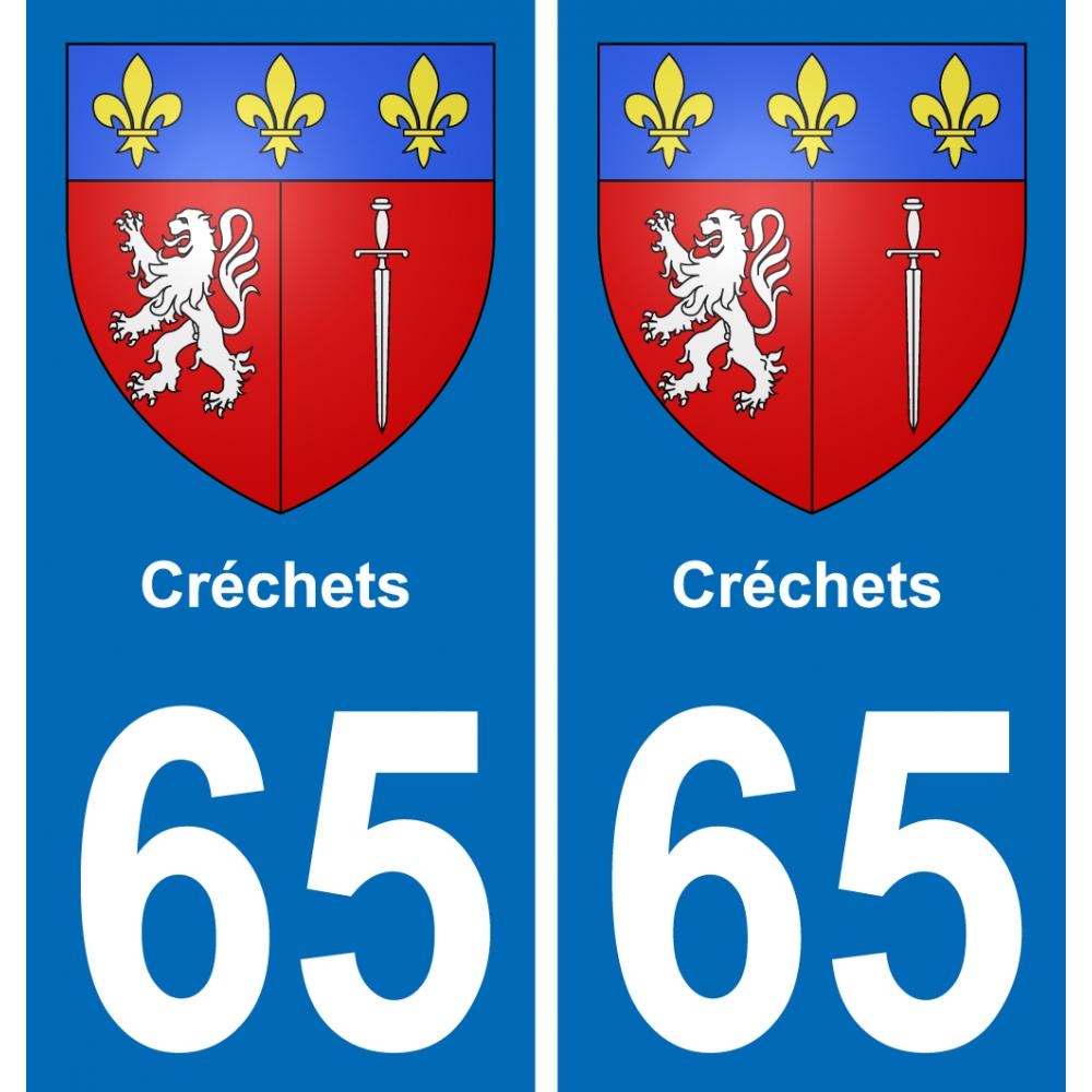 65 Créchets autocollant sticker plaque immatriculation auto ville