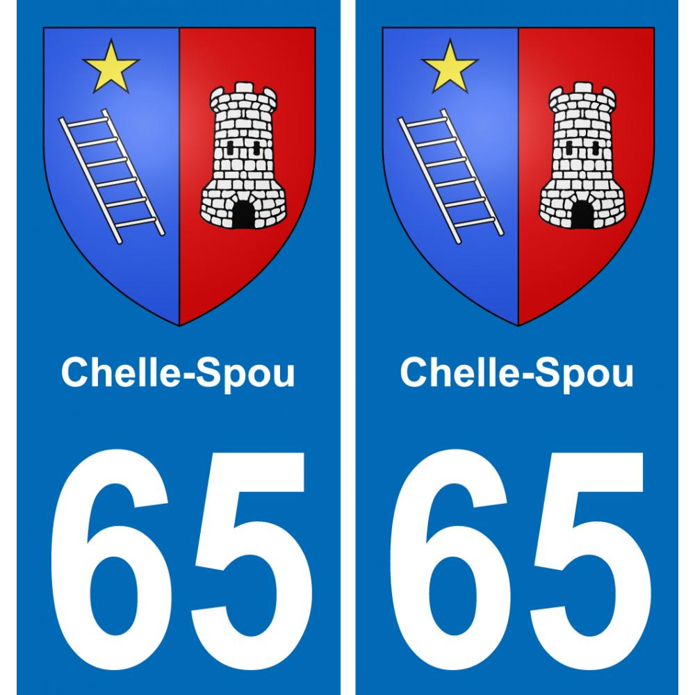 65 Chelle-Spou autocollant sticker plaque immatriculation auto ville