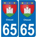 65 Cheust autocollant sticker plaque immatriculation auto ville