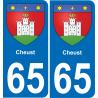 65 Cheust autocollant sticker plaque immatriculation auto ville