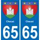 65 Cheust autocollant sticker plaque immatriculation auto ville
