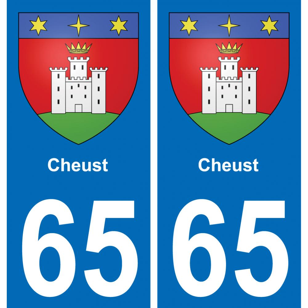 65 Cheust autocollant sticker plaque immatriculation auto ville