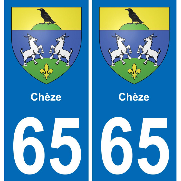 65 Chèze sticker plate registration city