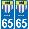 65 Devèze autocollant sticker plaque immatriculation auto ville