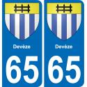 65 Devèze autocollant sticker plaque immatriculation auto ville