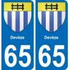 65 Devèze autocollant sticker plaque immatriculation auto ville