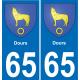 65 Dours autocollant sticker plaque immatriculation auto ville
