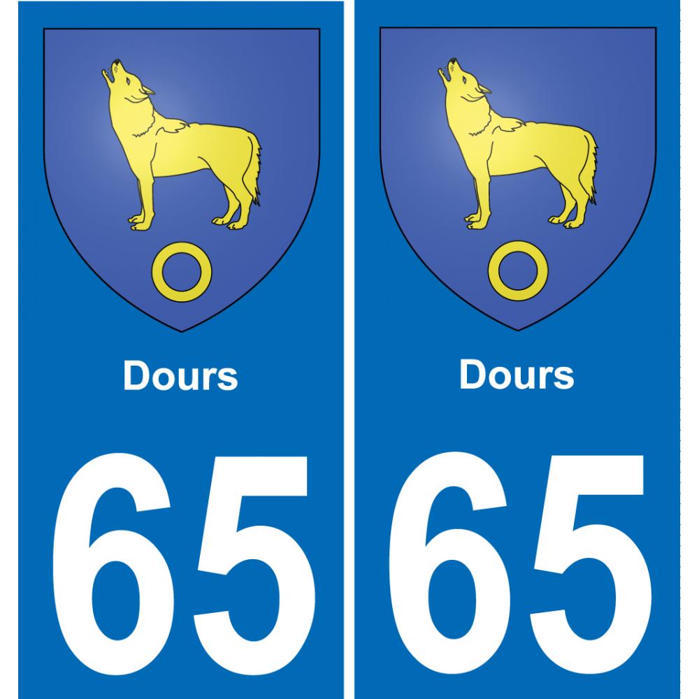 65 Dours autocollant sticker plaque immatriculation auto ville