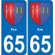 65 Ens autocollant sticker plaque immatriculation auto ville