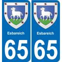 65 Esbareich autocollant sticker plaque immatriculation auto ville