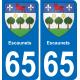 65 Escaunets sticker plate registration city