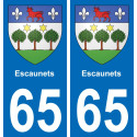 65 Escaunets autocollant sticker plaque immatriculation auto ville