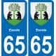 65 Escots autocollant sticker plaque immatriculation auto ville