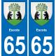 65 Escots autocollant sticker plaque immatriculation auto ville