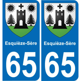 65 Esquièze-Sère placa etiqueta de registro de la ciudad