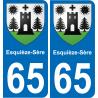 65 Esquièze-Sère placa etiqueta de registro de la ciudad