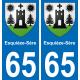 65 Esquièze-Sère placa etiqueta de registro de la ciudad