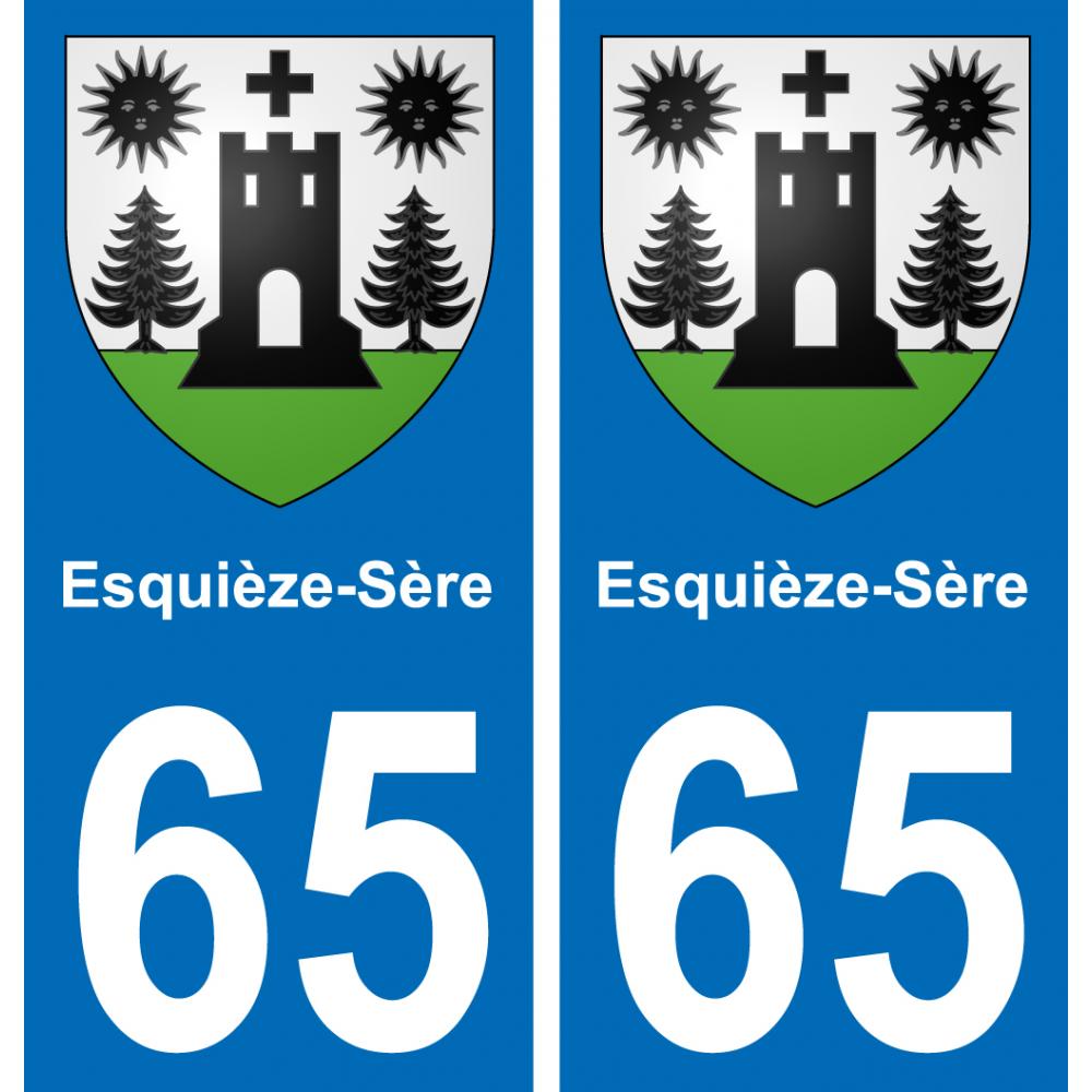 65 Esquièze-Sère autocollant sticker plaque immatriculation auto ville