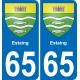 65 Estaing sticker plate registration city