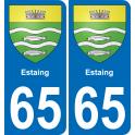65 Estaing autocollant sticker plaque immatriculation auto ville