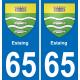 65 Estaing sticker plate registration city
