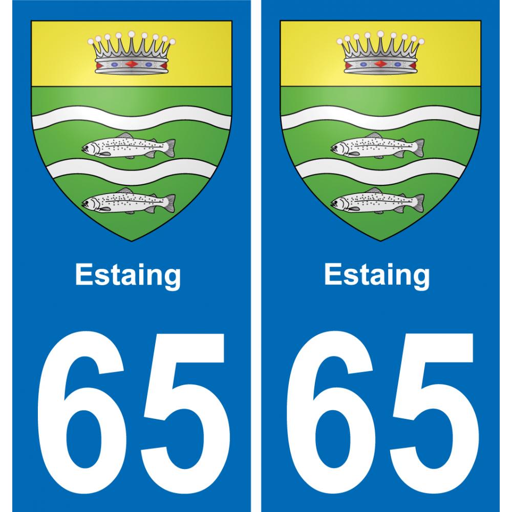 65 Estaing autocollant sticker plaque immatriculation auto ville