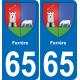 65 Ferrère autocollant sticker plaque immatriculation auto ville