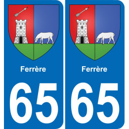 65 Ferrère autocollant sticker plaque immatriculation auto ville