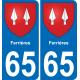 65 Ferrières autocollant sticker plaque immatriculation auto ville