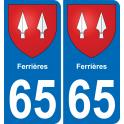 65 Ferrières autocollant sticker plaque immatriculation auto ville