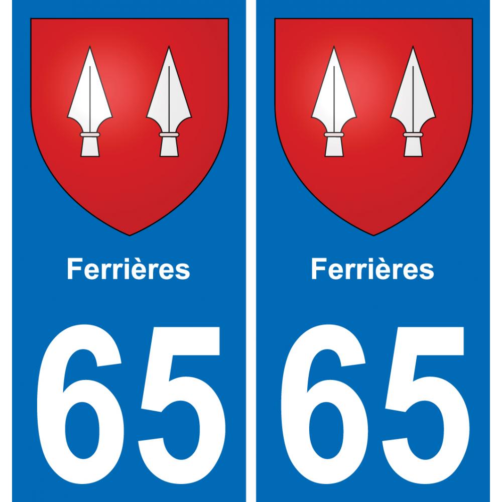 65 Ferrières autocollant sticker plaque immatriculation auto ville