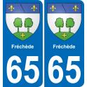65 Fréchède autocollant sticker plaque immatriculation auto ville