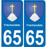 65 Fréchendets placa etiqueta de registro de la ciudad
