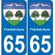 65 Fréchet-Aure placa etiqueta de registro de la ciudad