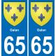 65 Galan autocollant sticker plaque immatriculation auto ville