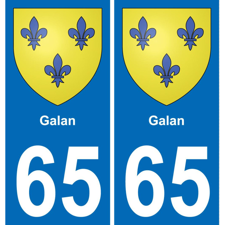 65 Galan sticker plate registration city