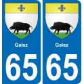 65 Galez autocollant sticker plaque immatriculation auto ville